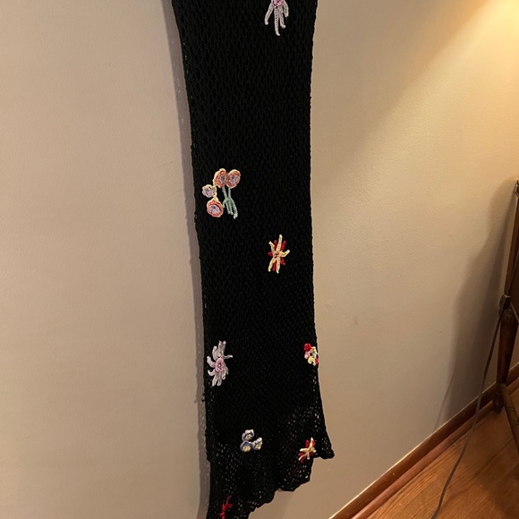 ABS Allen Schwartz Crochet Lined Dress W/ 3D Flowers-Size M - Picture 4 of 16